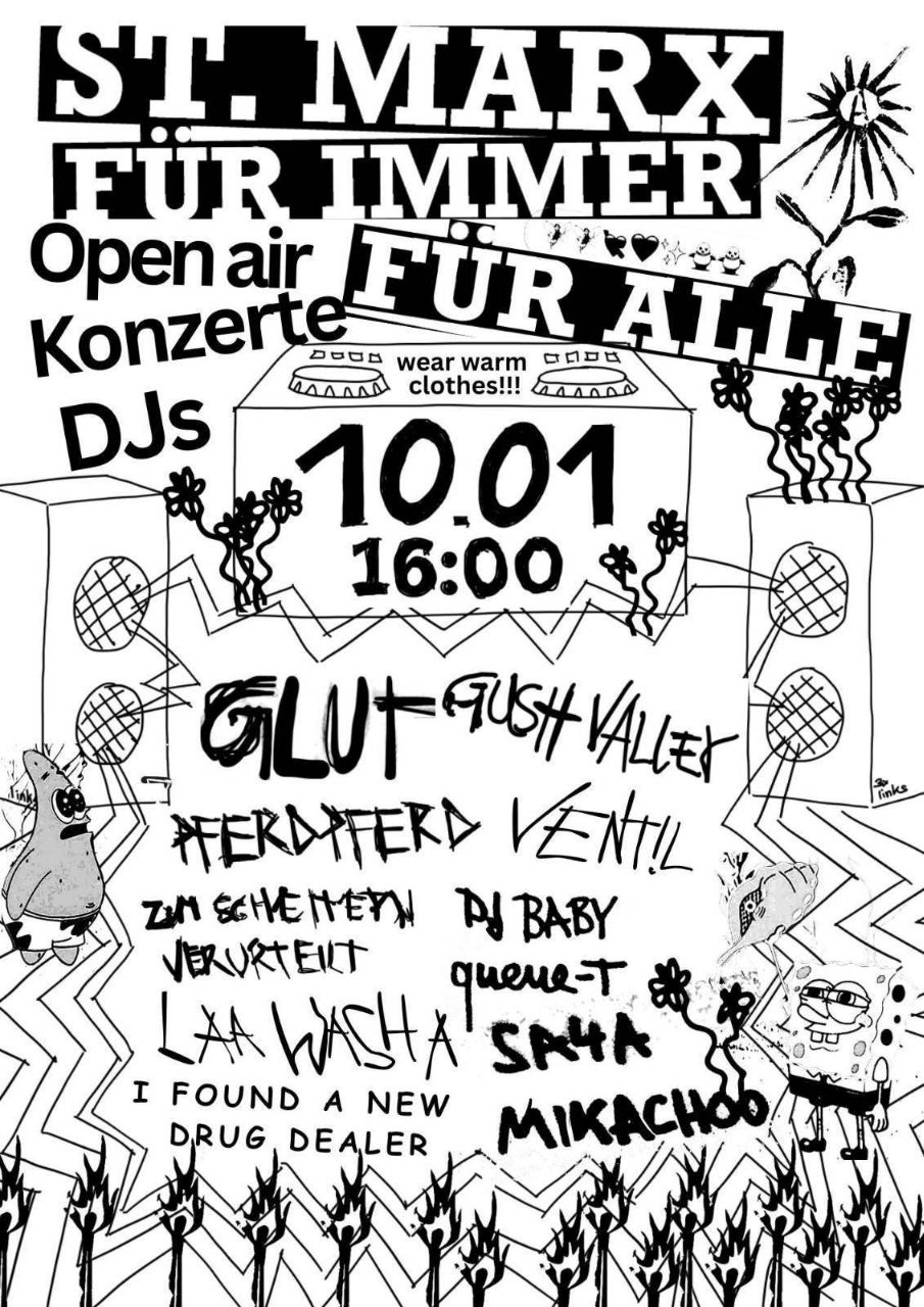 Fest-Flyer mit Soundsystem-Zeichnung
